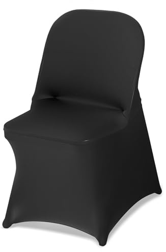 VEVOR 150 Pcs Black Chair Covers, Polyester Spandex Chair Cover, Stretch Slipcovers for Wedding Party Dining Banquet Flat-Front Chair Covers, Fits Chair Measures up to 17.72 x 18.11 x 30.31 inch