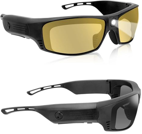 RONGJUAN Smart Bluetooth Glasses for Men&Women Ultra Loud Volume, Safety Glasses with Bluetooth Speaker Rechargeable LED Lights,20Hrs Runtime TR90 Frame (EN166)