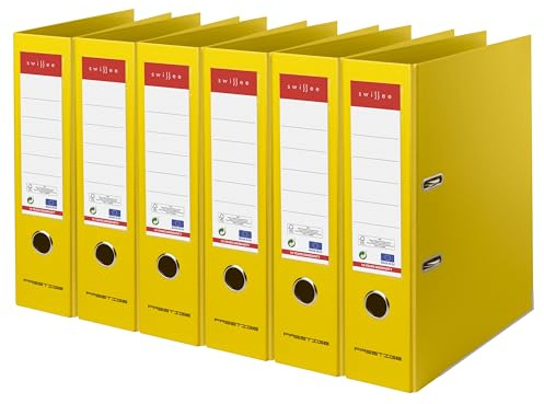 Prestige Swissee A4 Büro-Ordner | Maxi Breit, Gelb | Eleganter und robuster Hebelordner mit beidseitig beschriftbarem Rückenschild