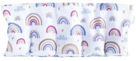 LOOLAY Kirschkernkissen Mikrowelle 50x20 cm – Wärmekissen Bio Baumwolle – Kirschkern Kissen mit 5 Kammern – Ideal bei Muskelverspannungen und Menstruationsbeschwerden (regenbogen)