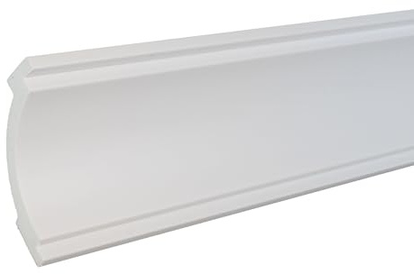 PROVISTON Stuckleiste Kunststoff Weiß - 60 x 80 x 2000 mm Moderne Leiste für die Decke
