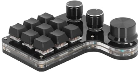 Alomejor Mini-Tastatur mit 9 Tasten, USB-Kabel, Tastatur mit Knöpfen, Anpassbarer Roter Schalter, RGB-LED- für Spiele, Musik, Medien, Mini- aus ABS-Metall