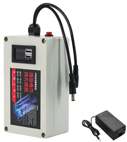 JCXYL EV 12V Rechargeable Lithium Battery Portable Power Station 12V 100AH 10AH 15AH 20AH 30AH 40AH 50AH 60AH 80AH Large Capacity Lithium Battery Pack with Charger USB Port,12V 10AH