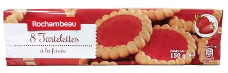 Rochambeau Tartaletas de Fresa, Galletas con Relleno de Fresa, 150g, Pack de 4 Paquetes