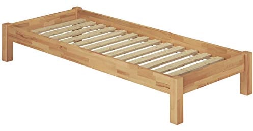 Erst-Holz®Einzelbett Buchebett Natur Massivholz 120x200 Futonbett Bettrahmen Rollrost 60.84-12