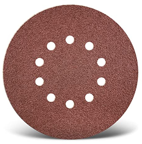 MENZER Red Schleifscheiben 225 mm, 10-Loch (10 Stk.) K24 | f. Trockenbauschleifer, Normalkorund, Klettbefestigung