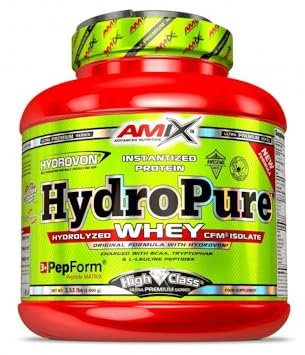 Amix - Hydropure Whey CFM - Suplemento Alimenticio - Mejora del Rendimiento - Contiene Aminoácidos Bcaa - Glutamina en Polvo - Nutrición Deportiva - Sabor a Fresa - Bote de 1,6 Kg