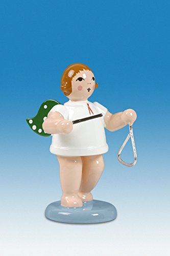 Rudolphs Schatzkiste Holzfigur Engel mit Triangel und Krone Höhe 6cm NEU Holzengel Instrument Seiffen Erzgebirge Figur Dekoration Holzfiguren Weihnachten Fensterschmuck Spielzeug Deko Weihnachtsfigur