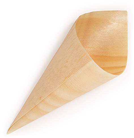 BambooMN Brand - 3.1 Tall x 1.5 Diameter Disposable Wood Cones - 100 Pieces