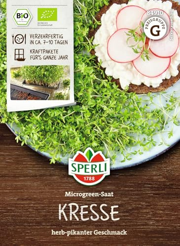 Sperli Microgreen-Saat Kresse 84910, Keimsprossensaat | Keimsprossen mit herb-pikantem Geschmack, Salat Topping, loses Saatgut für Microgreens