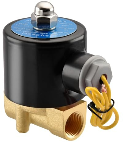 Heschen Brass Solenoid Valve 2W-040-10 PT3/8 Inch Direct Acting DC12V NC | normally closed coil, 20w power, water air liquid pipeline flow control, intermittent cycle shut off