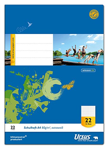 Ursus 040416022 Schulheft klimaneutrales extraweißes Qualitätspapier 10er Pack