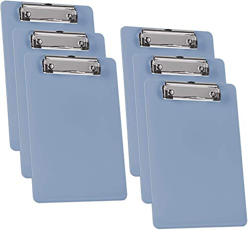 Acrimet Klemmbrett Memo (23.5 cm x 16 cm) Flacher Metallklammer (Blau Farbe) (Plastik) (6er-Pack)