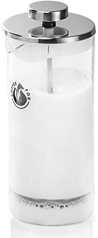 Espumador de leche de vidrio Coffee Fox - Espumador de leche manual y prensa francesa 450 ml