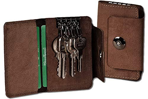 Schlüsseltasche Schlüsseletui (97C) Woodland Leder Schlüsselmäppchen Braun
