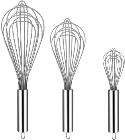 TEEVEA Schneebesen aus hitzebeständigem Edelstahl, 3er-Set, Küchenbesen für antihaftbeschichtetes Kochgeschirr, Ballon-Eierschlägel, perfekt zum Mischen, Rühren, Schlagen, Aufschäumen und Rühren