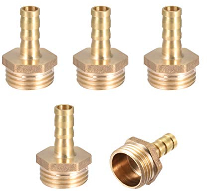 sourcing map 5 Stück Schlauchtülle Messing Schlauchanschluss Schlauchverbinder Schlauch Anschluss Stecker Adapter Schlauchadapter 8mm Widerhaken x G1/2-Rohradapter
