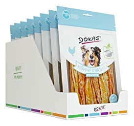 DOKAS Getreidefreier Premium Snack in Streifen für Hunde – Ideal für zwischendurch 8x 250 g