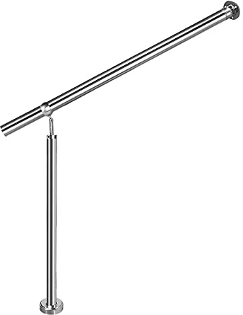 Froadp 180x90cm Acciaio Inox Corrimano, Ringhiera Scala con Anello a Sfera, Passamano per Interni o Esterni Inclinazione e Altezza Regolabile, Parapetti Scale Pavimento Montaggio, Argento