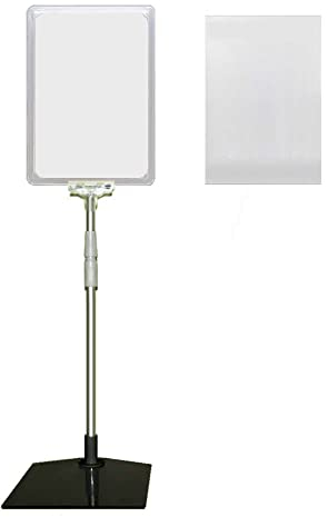 4 Plakatständer DIN A5 Rahmen transparent mit U-Tasche, Teleskopständer höhenverstellbar bis 580 mm mit Teleskoprohr ALU Kunststoff, Fuß eckig 160x192 mm Stahl schwarz, Kundenstopper, Aufsteller