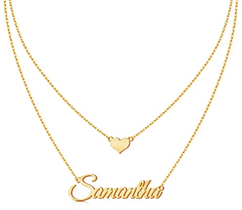 MissChic Namenskette, Silber Personalisierte Kette,18K Rosegold/Gold Vergoldet Kette mit Name, Geschenk für Freuen, Herren, Freundin, Mutter, Schwester