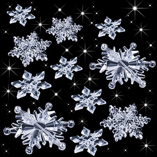45 pezzi cristallo fiocco di neve ornamenti trasparenti acrilico fiocco di neve albero di Natale pendenti pendenti per tema invernale accessori per feste
