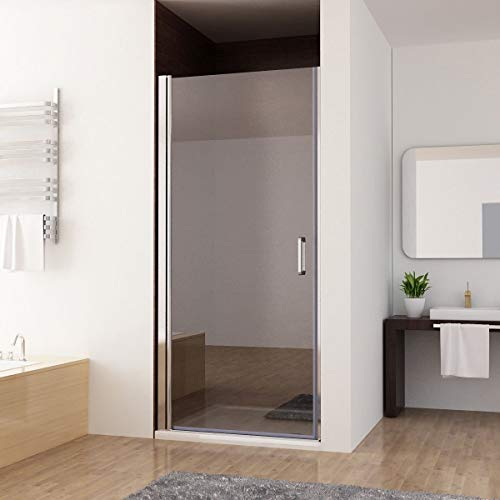 MIQU Nischentür Duschabtrennung Schwingtür 180 Duschwand Dusche 6mm Nano Glas 80 x 197 cm ZA