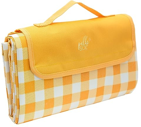 Pelle & Sol wasserdichte, faltbare Picknickdecke, 200 x 140 cm, Outdoor-Strandmatte, rutschfest, mit Tragegriff, sanddichte und waschbar für Garten, Wandern, Camping