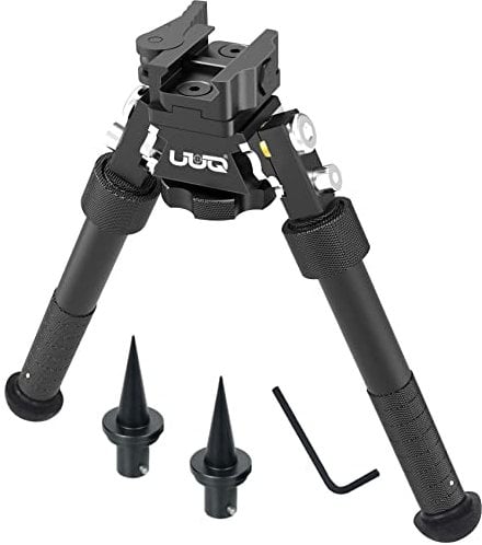 UUQ Verstellbares Zweibein, CNC-Schnellentriegelung für Picatinny-Schienenhalterung (360 Grad drehbar), mit Spike-Füßen, 1,8 m - 2,7 m, Schwarz