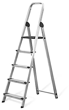 VITO 6 Stufen Stehleiter, Haushaltsleiter 6 Stufen, Alu-Sicherheits-Stehleiter, 6 Stufen Leiter, Mehrzweckleiter, Alu-Sicherheits-Stehleiter, Länge 1,97m EN, 9,99kg - VIEAP6