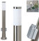 Außenwegeleuchte Sessa mit 2 Steckdosen, moderne Sockelleuchte aus Metall/Kunststoff in Nickel-matt/Weiß, Wegeleuchte 80 cm, Gartenlampe m. E27, Gartenbeleuchtung IP44, ohne Leuchtmittel