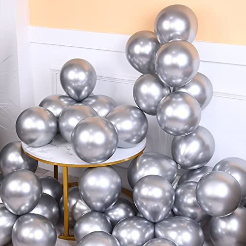 5 Zoll Kleine Silber Metallic Luftballons,Mini Chrom Silber Helium Ballons für Partys Deko-100 Stück