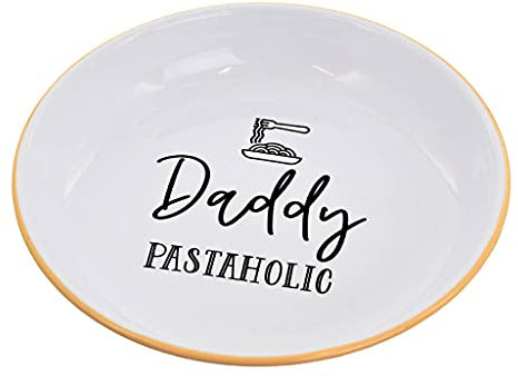 aztex Personalised Enamel Pasta Bowl, White Base Blue Trim