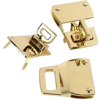 Plush Addict Metal Bag Clasp with Twist Lock for DIY Handbag, Bag Making Supplies or Purse Making - Angled Gold - 1 Piece