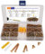480pcs Wood Screws Assortment, M3 M4 Countersunk Self Tapping Screws, 8 Sizes Zinc Galvanized Screw for Wood with 30pcs Screw Anchorss,for Furniture, Woodworking, DIY Model Fixing