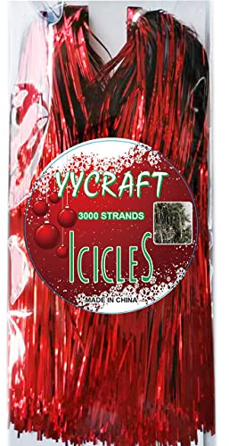 YYCRAFT Eiszapfen Lametta 3000 Stränge, rot