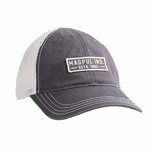 Magpul Unisex-Erwachsene Trucker Hat Snapback Baseball Cap, One Size Fits Most Baseballkappe, Established Garment Washed Anthrazit/Weiß, Einheitsgröße