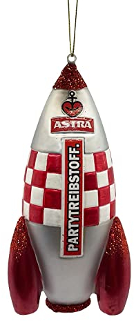 ASTRA Weihnachtsbaumanhänger, Christbaumschmuck Anhänger aus Glas, Rakete Weihnachten auf St. Pauli