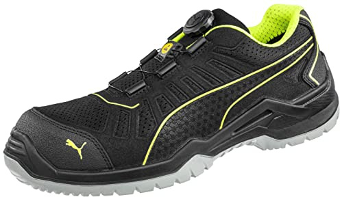 PUMA Safety Fuse TC Green Low Chaussures de travail de sécurité S1P ESD SRC Capuchon en fibre de verre Anti-perforation Antidérapantes Végétalien Léger Homme, disque noir vert, 48 EU