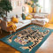 Vintage Boho Teppich für Wohnzimmer, 1,2 x 1,8 m, Grün, Cartoon-Tiger-Teppich für Schlafzimmer, waschbar, flippig, Jungenzimmer, Teppich, rutschfest, niedlich, abstrakt, moderne Matten