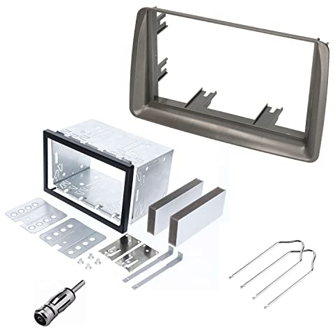 Audioproject A408-10 - Mascherina Autoradio 2 DIN Kit Montaggio Autoradio Compatibile con Fiat Panda (169) 2003-2012 Installazione Telaio Antenna Adattatore Chiave per Sblocco Grigio