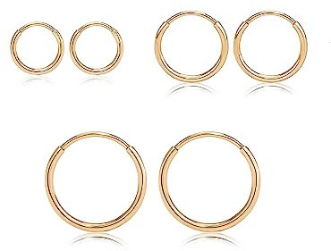 Limerencia G23 Titanium Slim Huggie Hoop Earrings, Hypoallergenic F136 Implant Grade Pure Titanium for Women Men Sensitive Ears(3 Pairs Set, Gold)