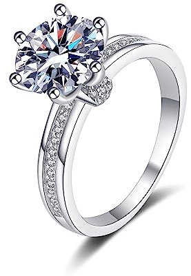 Ringe Silber 925 Damen, Runde Halbe Ewigkeit Ring Damen Weiß Zirkonia Ring Trauring Ehering Verlobung Hochzeit Geschenk Größe 57 (18.1)