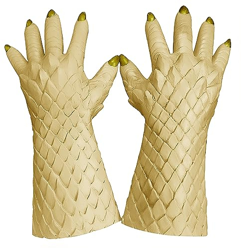 YJZQ Halloween Handschuhe Horrorr Kostüm Zubehör Monster Latex Handschuhe Zombiehandschuhe Wolf Gloves Cosplay Maskerade Kostüm Untoter Monster Latexhandschuhe Hot Dog Finger Handschuhe