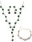 FDEETY Schmuckset Damen Braut Strass Halskette Ohrringe Armbänder Sets Brautjungfer Schmuckset Geschenk Brautschmuck Hochzeit für Braut Brautjungfer (Grün)