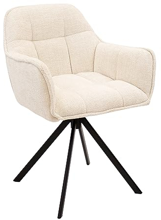 Kick Collection Drehstuhl Luc - Crème - Modern und Hochwertig - Chenille stof en Metall - Erhältlich in vielen Farben