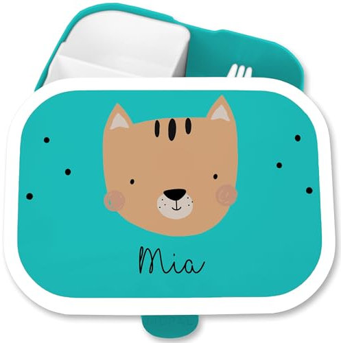 Brotdose Kinder Campus für Mepal - Boho Katze Katzen Cat Cats - 750 ml - Türkis - kindergarten personalisierte lunchbox katzenmotiv brotbox kita schuldose mädchen katzenliebhaber jausenbox