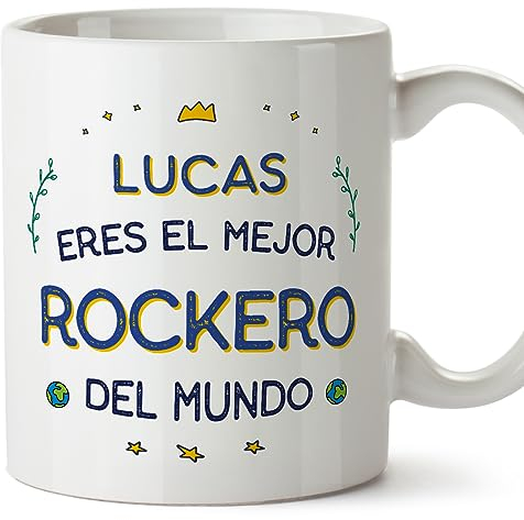 MUGFFINS Tazas Personalizadas para ROCKERO hombre - En Español - Mejor del Mundo - 11 oz / 330 ml - Regalo Personalizable original y divertido