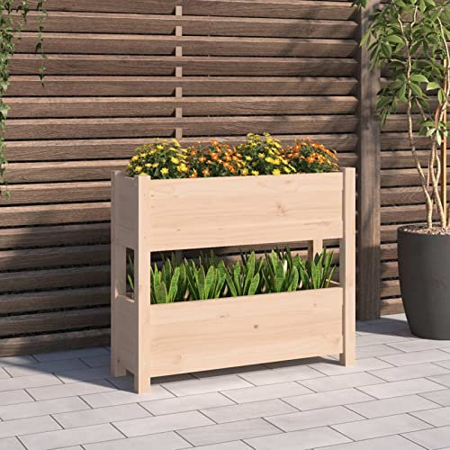 BaraSh Jardinera de Madera Maciza de Pino 77x25x66 cm Maceteros De Interior Celosia Madera
