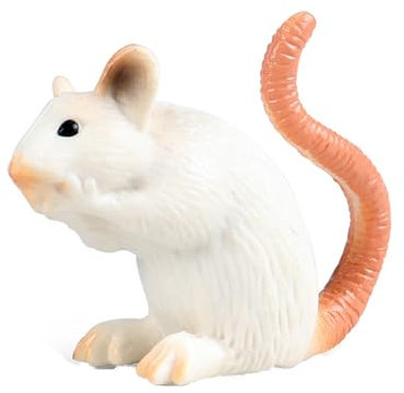 JOKFEICE Figurines d'animaux, souris réaliste, accessoires de jardin féérique, jouets d'apprentissage pour Noël, anniversaire, décoration de gâteau cadeau pour enfants (blanc), FLM-14243